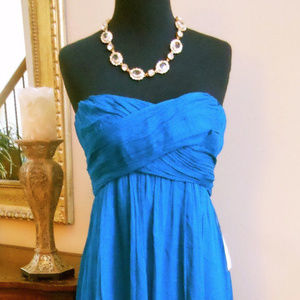 J CREW Taryn Silk Chiffon Long Dress 2 NWT BLUE